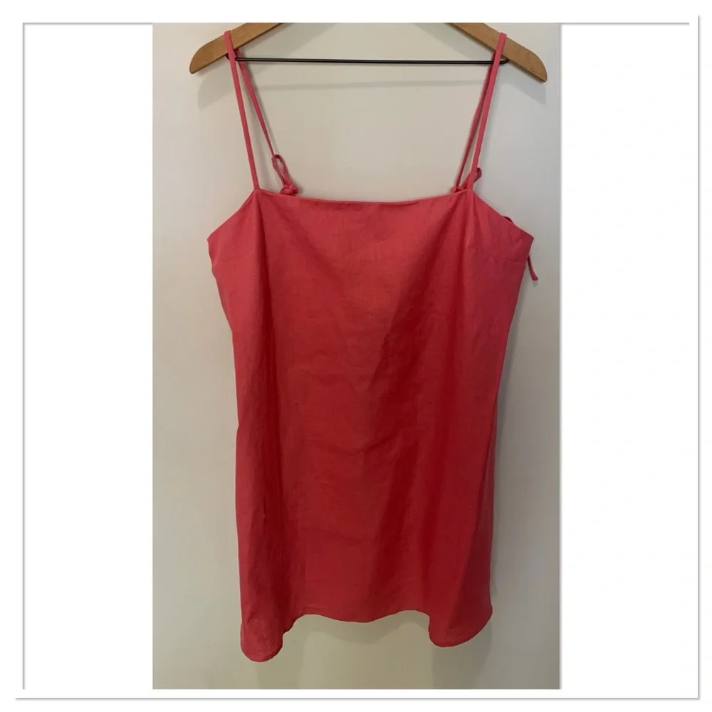 Reformation Aubree Linen Dress Sundried Tomato Size Extra Large - Picture 3 of 9